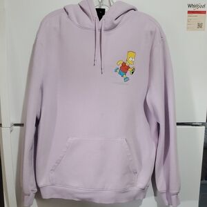 H&M Light Purple Hoodie with Omer Cartoon Simpsns Graphic Size L